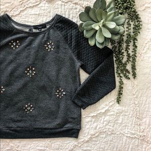 Sanctuary Embellished Gray Sweatshirt